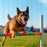 Chien franchissant un obstacle d’agility